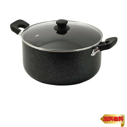 パール金属 深型大型鍋 ガラス蓋付 30cm IH対応 マーブルダイヤモンドコート ママディナーα HC-394