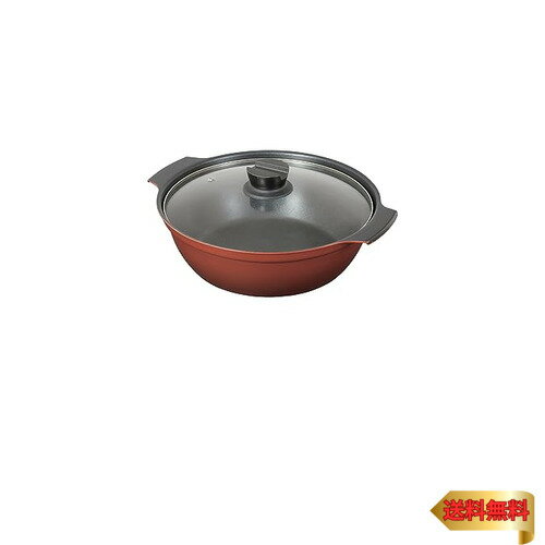 パール金属 鍋 卓上鍋 26cm ガラス蓋付 IH対応 ふっ素加工 4~6人用 旨味 HB-6965