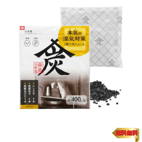 レック 買い替え不要 除湿剤 + 消臭 本家炭屋 スクエアタイプ M 400g / 奈良吉野産/本気の湿気対策/ダ..