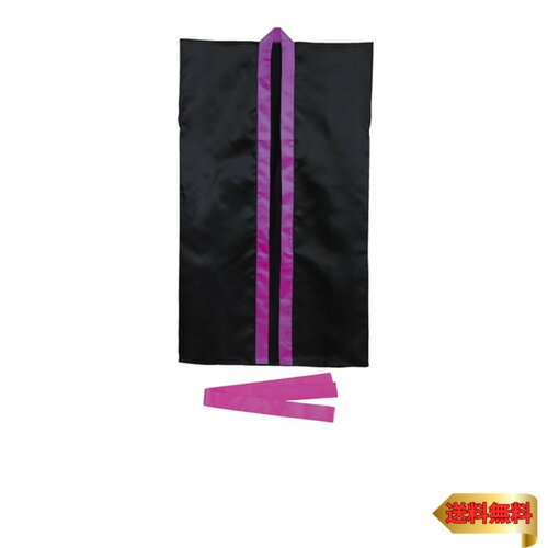 アーテック(Artec) 運動会 ハッピ ソフトサテンロングハッピ袖無(ハチマキ付) Sサイズ 黒(紫襟) 18439