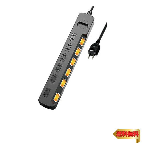 エレコム 電源タップ 6個口 3m 雷ガード 個別スイッチ ほこりシャッター付 耐熱 PSE技術基準適合 ブラック T-K6A-2630BK