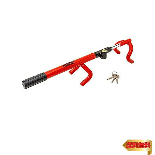 HORNET 加藤電機 ハンドルロック ダブルロック レッド 鍵式 専用キー3個 特殊合金 盗難防止 リレーアタック対策 CANインベーダー対策