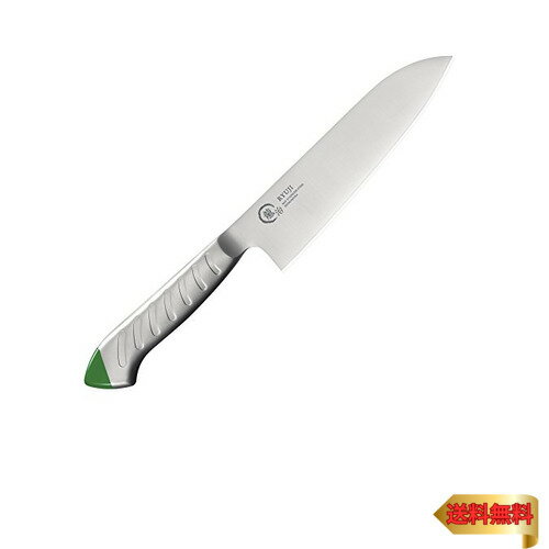 下村工業 日本製 [ 龍治 ステンカラー ] 三徳 170mm グリーン モリブデン・バナジウム鋼 食洗器対応 HACCP対応 RYS-11G