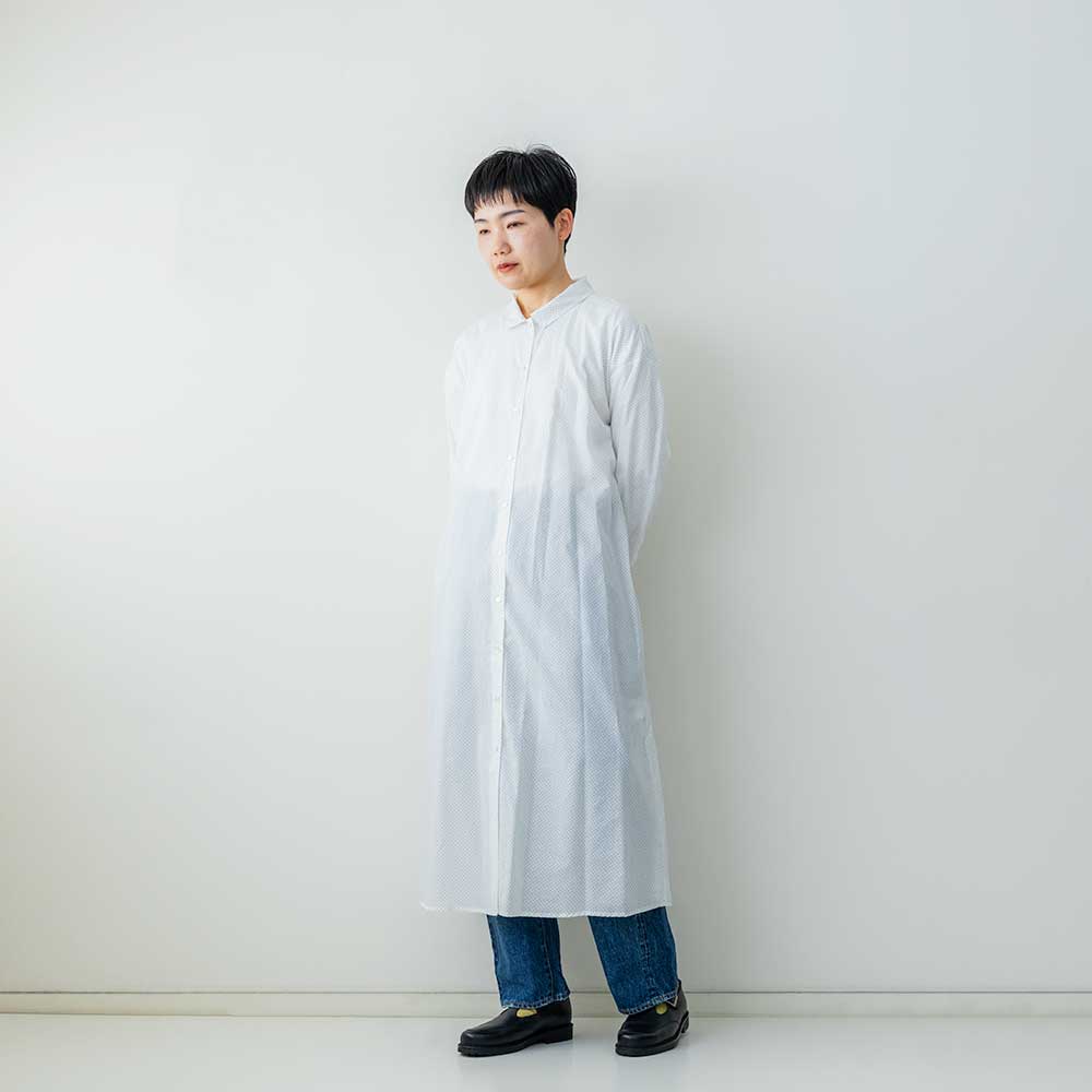 MidiUmi ベルト付きドットシャツワンピース