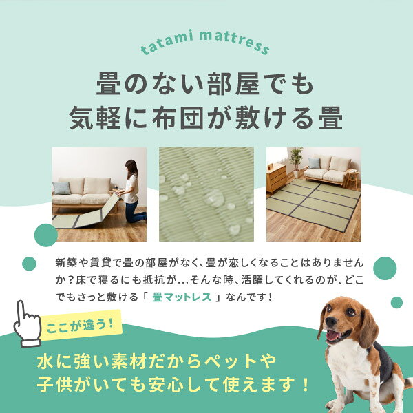 折りたたみ い草風PPマットレス【伏見】(畳マット 四つ折り 4つ折り マットレス 折り畳み 置き畳 布団の下に敷く畳 い草マットレス 和室 和風 子供部屋 寝室 畳 マット 敬老の日 プレゼント 孫 ギフト ポリプロピレン) [3]