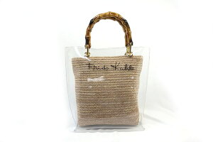 【送料無料】バンブーハンドルクリアバッグ新色入荷透明バッグPVCバッグ2WAY手提げショルダーベルト付きシンプルコーデ