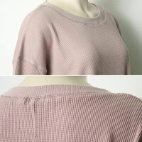 ワッフルロンTカットソーレディース【適度なバックスリットのワッフルt】長袖ワッフルtシャツ大きいサイズカジュアルゆったりおしゃれワンマイルウエアバックスリットラウンドヘム無地チュニックラストノート【送料無料/あす楽】TOPS