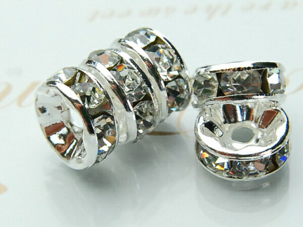 【アクセサリーパーツ】平型 銀ロンデル(クリアー) (100粒入り) (6mm)ハンドメイド パーツ Kz1-6