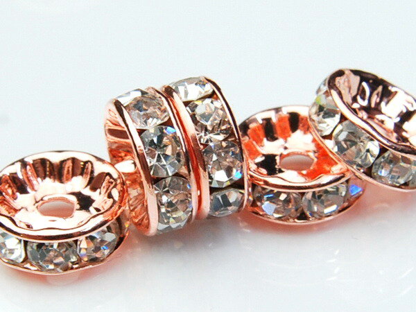 【アクセサリーパーツ】平型 ピンクゴールドロンデル(クリアー) (100粒入り) (6mm)ハンドメイド パーツ Kz13-6