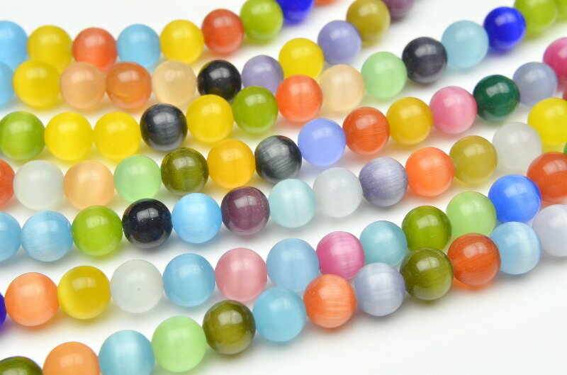 【連売り】◆キャッツアイ　（ミックス）◆8mm◆1連（約35cm）天然石 パワーストーン ビーズ パーツ _R1790-8