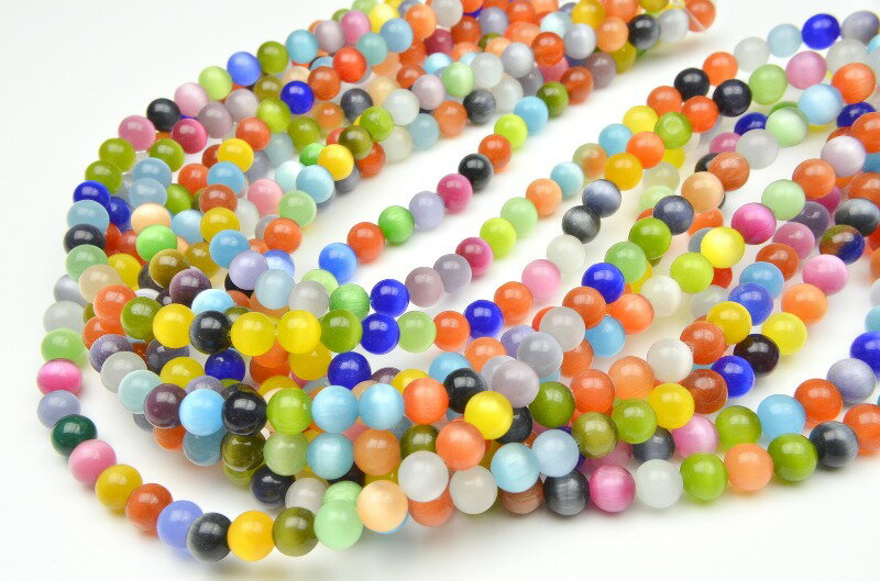 【連売り】◆キャッツアイ　（ミックス）◆8mm◆1連（約35cm）天然石 パワーストーン ビーズ パーツ _R1790-8