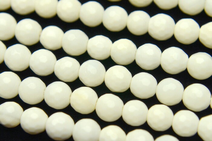 【連売り】シャコガイ　128面カット　6mm　1連（約38cm）天然石 パワーストーン ビーズ パーツ _R1810-6