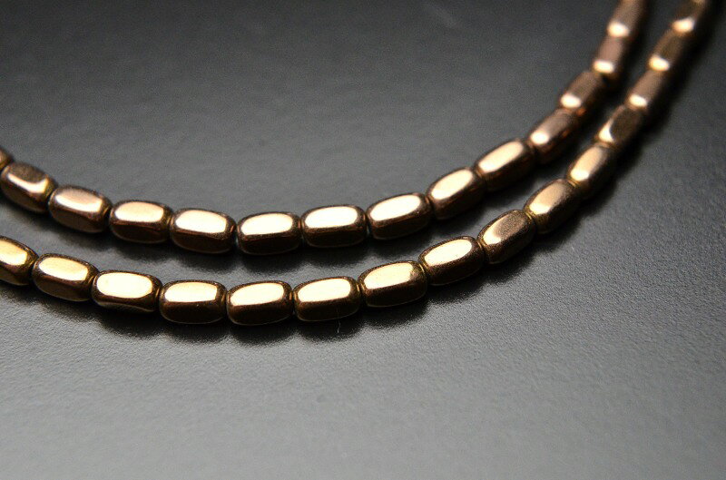 【連売り】ヘマタイト 筒型 ブロンズカラー 2x4mm 1連（約38cm）天然石 パワーストーン ビーズ パーツ [R1758]