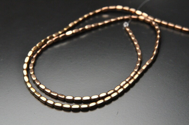 【連売り】ヘマタイト 筒型 ブロンズカラー 2x4mm 1連（約38cm）天然石 パワーストーン ビーズ パーツ [R1758]