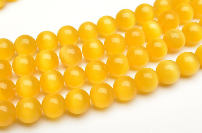 【連売り】イエローキャッツアイ　6mm 1連（約35cm） 天然石 パワーストーン ビーズ パーツ R5003-6
