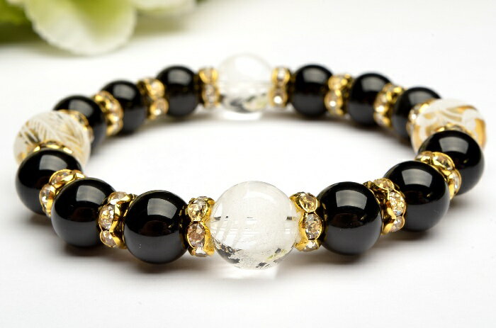 【10％OFF!】天然石 パワーストーン ブレスレット四神 開運祈願グッズ オニキス 水晶素彫 ブレスレット..