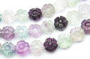 【連売り】フローライト 梅の花(両面仕上げ) 10mm 1連(約38cm)天然石 パワーストーン ビーズ パーツ _R1876-10