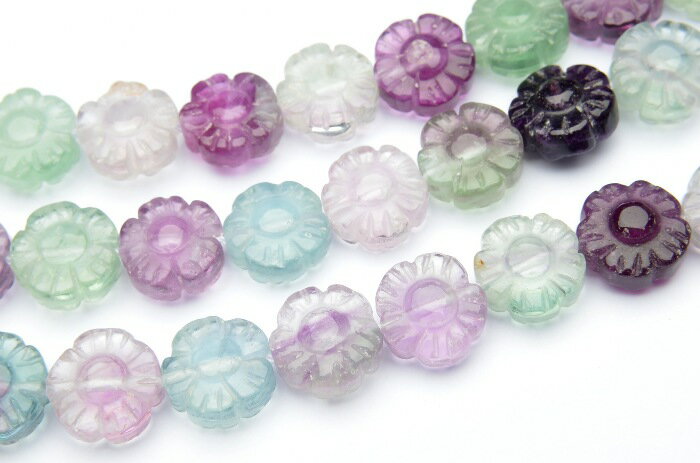 【連売り】フローライト　梅の花（両面仕上げ）　12mm　1連（約38cm）天然石 パワ...
