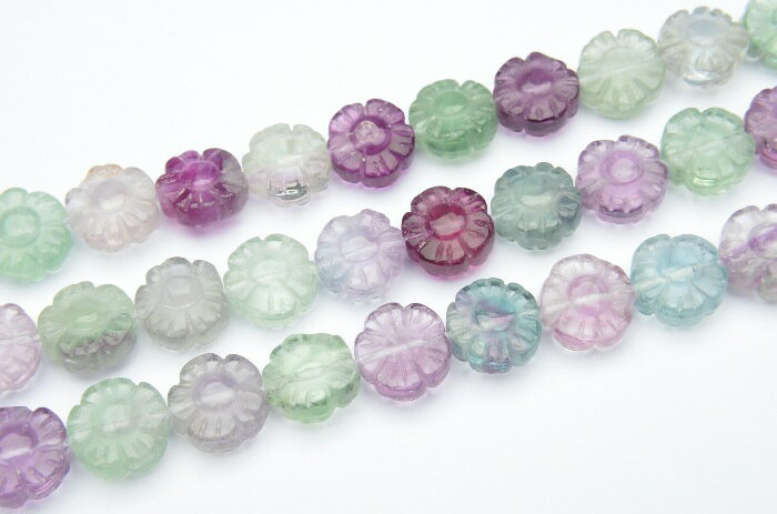 【連売り】フローライト　梅の花（両面仕上げ）　12mm　1連（約38cm）天然石 パワ...