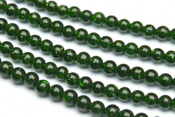 【連売り】グリーンゴールドストーン　2mm　1連（約38cm） 天然石 パワーストーン ビーズ パーツ R1936