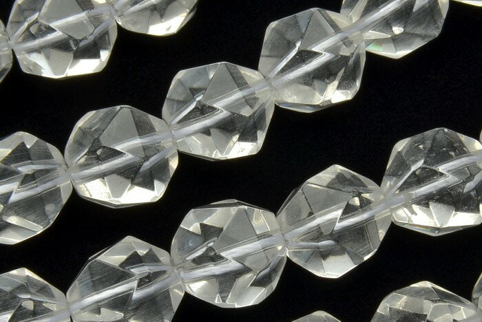 【連売り】水晶クリスタルクォーツ　スターカット　10mm　1連（約38cm）天然石 パワーストーン ビーズ パーツ _R2028-10