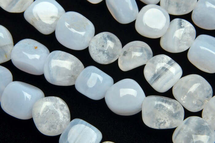 【連売り】ブルーレースアゲート チップ（ミニタンブル）　6x8mm　1連（約38cm）天然石 パワーストーン ビーズ パーツ _R2148