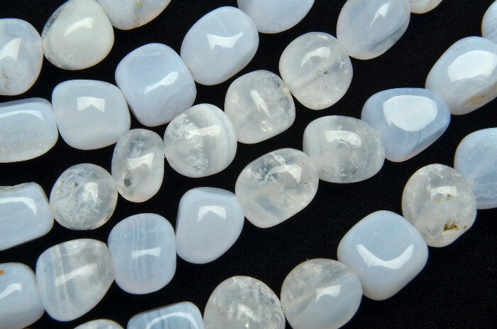 【連売り】ブルーレースアゲート チップ（ミニタンブル）　6x8mm　1連（約38cm）天然石 パワーストーン ビーズ パーツ _R2148