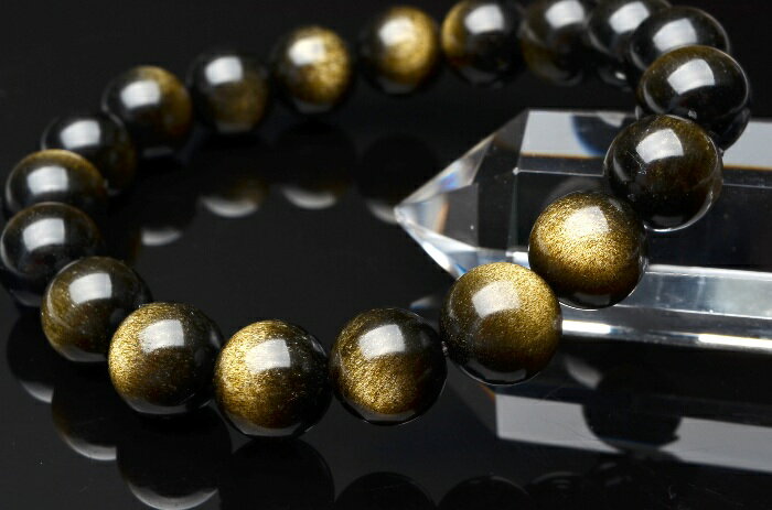 希少AA全シラー ゴールデンオブシディアン 10mm 天然石 パワーストーン ブレスレット アクセサリー _B151-10