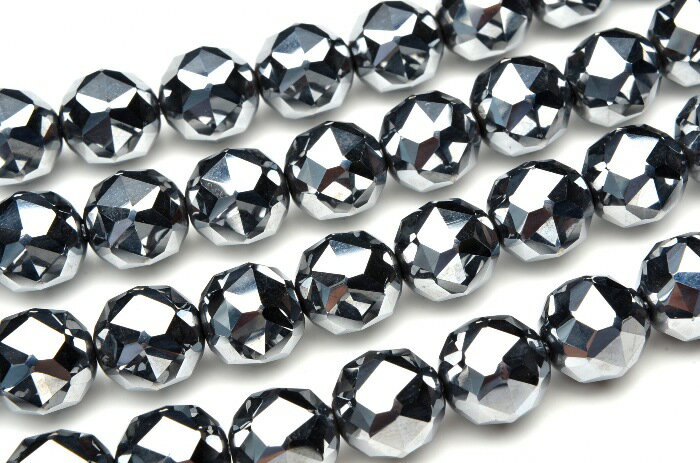 【連売り】テラヘルツ鉱石 スターカット　12mm　1連（約38cm）天然石 パワーストーン ビーズ パーツ _R5118-12