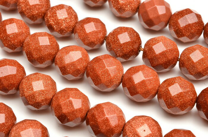 【連売り】ゴールドストーン 64面カット　8mm　1連（約38cm）天然石 パワーストーン ビーズ パーツ _R5135-8