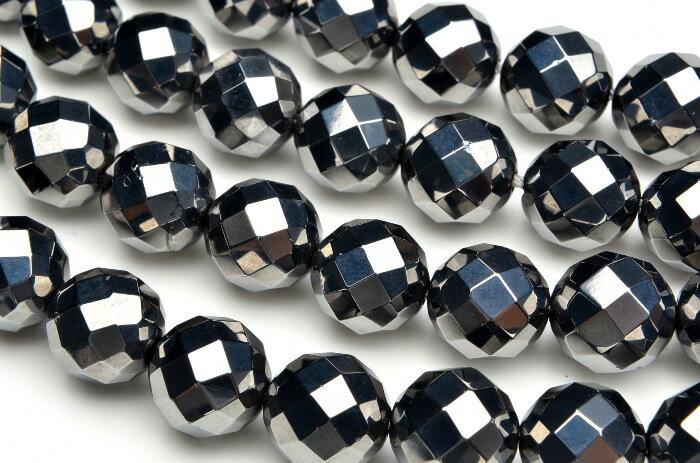 【連売り】テラヘルツ鉱石 64面カット　8mm　1連（約38cm）天然石 パワーストーン ビーズ パーツ _R5159-8