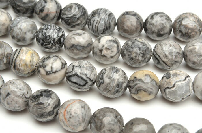 【連売り】フォーティフィケーションアゲート 128面カット　6mm　1連（約38cm）天然石 パワーストーン ビーズ パーツ _R5166-6