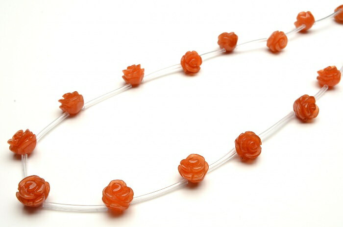 【連売り】オレンジアベンチュリン 薔薇バラカット　12mm　1連（15粒入り）天然石 パワーストーン ビーズ パーツ _R5397-12