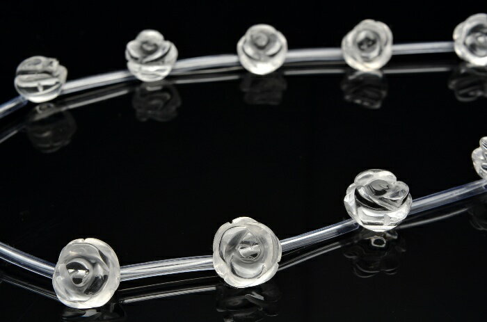 【連売り】水晶 薔薇バラカット　12mm　1連（15粒入り）天然石 パワーストーン ビーズ パーツ _R5399-12