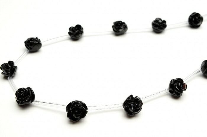 【10％OFF!】【連売り】オニキス 薔薇バラカット　10mm　1連（15粒入り）天然石 パワーストーン ビーズ パーツ _R5403-10