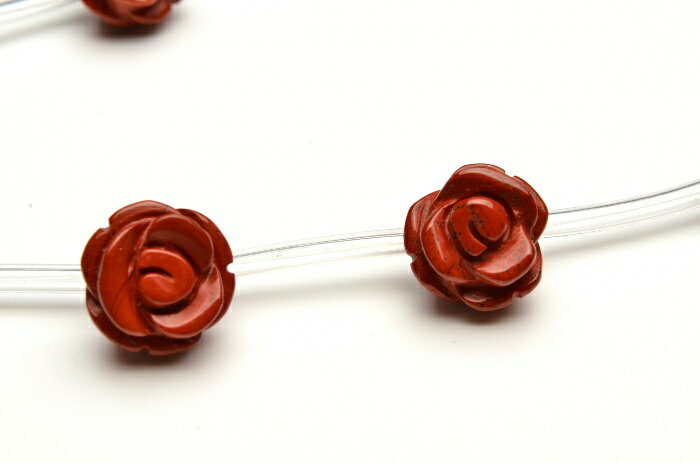 【連売り】レッドジャスパー 薔薇バラカット　8mm　1連（15粒入り）天然石 パワーストーン ビーズ パーツ _R5404-8