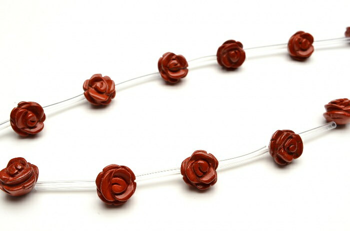 【連売り】レッドジャスパー 薔薇バラカット　8mm　1連（15粒入り）天然石 パワーストーン ビーズ パーツ _R5404-8