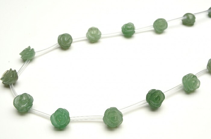 【連売り】アベンチュリン 薔薇バラカット　8mm　1連（15粒入り）天然石 パワーストーン ビーズ パーツ _R5407-8