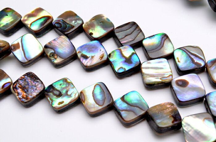 【連売り】アバロンシェル（鮑）スクエア　8x8mm　1連（約38cm）天然石 パワーストーン ビーズ パーツ _R5049-8