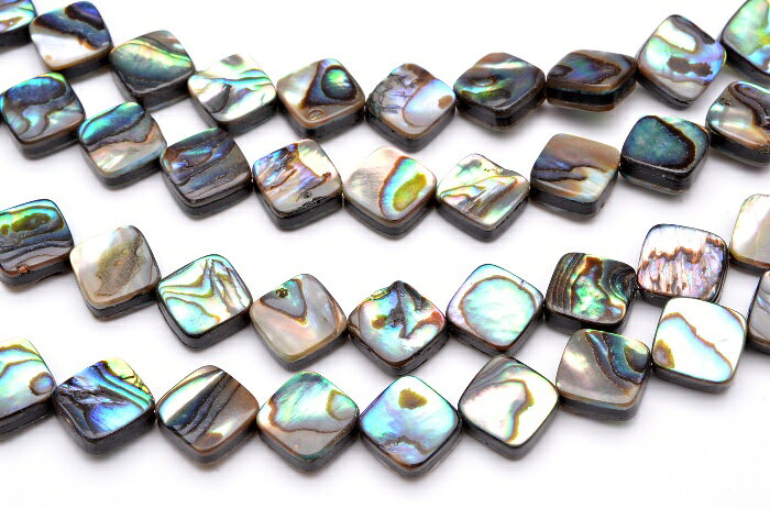 【連売り】アバロンシェル（鮑）スクエア　8x8mm　1連（約38cm）天然石 パワーストーン ビーズ パーツ _R5049-8