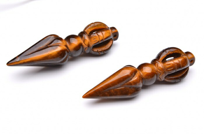 プルパ　金剛杭　独鈷杵　タイガーアイ　51mm　密教法具 アクセサリー _R5058-2