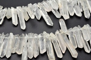 【10%OFF!】【連売り】クリスタル 氷柱カット(中) 1連(約38cm)天然石 パワーストーン ビーズ パーツ _R5460-1