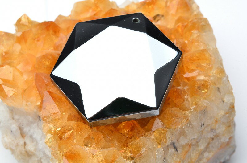 高純度 テラヘルツ鉱石 （大）六芒星（ダビデの星・ヘキサグラム）　30mm　 天然石 パワーストーン ペンダントトップ アクセサリー _R5505-13