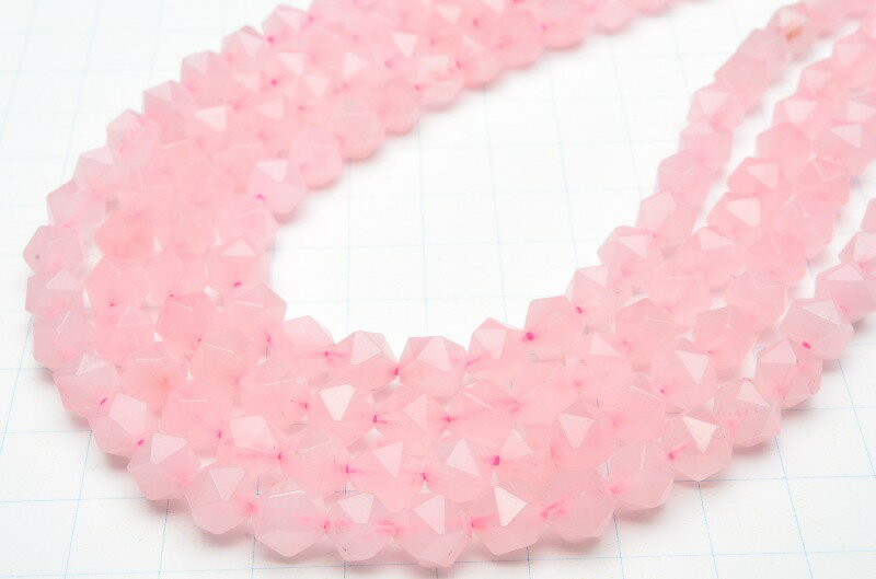 【連売り】ローズクォーツ シンプルスターカット　8mm　1連（約38cm）天然石 パワーストーン ビーズ パーツ _R5510-8