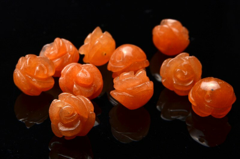 【1粒売り】オレンジアベンチュリン 薔薇カット　8mm　粒売り アクセサリー _T391-8