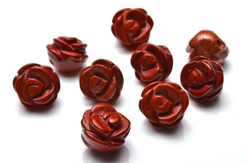 【1粒売り】レッドジャスパー 薔薇カット　12mm　粒売り アクセサリー _T398-12