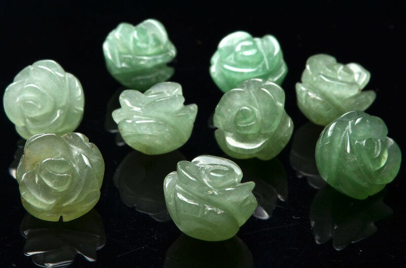 【1粒売り】アベンチュリン 薔薇カット　8mm　粒売り アクセサリー _T401-8