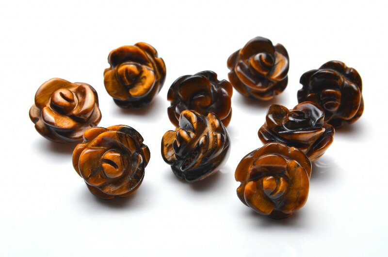 【1粒売り】タイガーアイ 薔薇カット　12mm　粒売り アクセサリー _T403-12