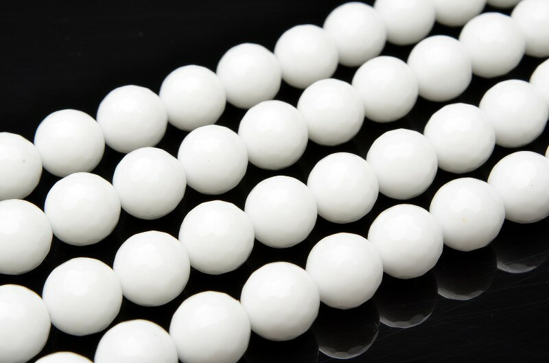 【連売り】ホワイトオニキス 128面カット　12mm　1連（38cm）_R5544-12