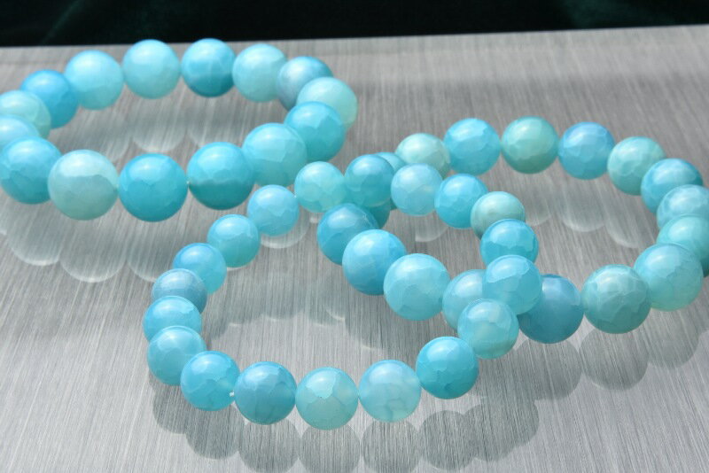 ラリマーブルー龍紋瑪瑙ドラゴンアゲート　6mm　　 天然石 パワーストーン ブレスレット アクセサリー _B377-6